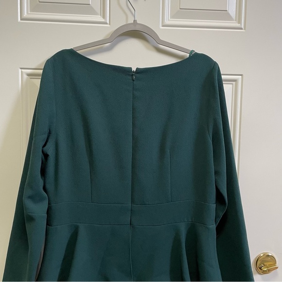 Eliza J Forest Green for and flare ruffle 3/4 sleeve dress 16/ 14 - Picture 7 of 11